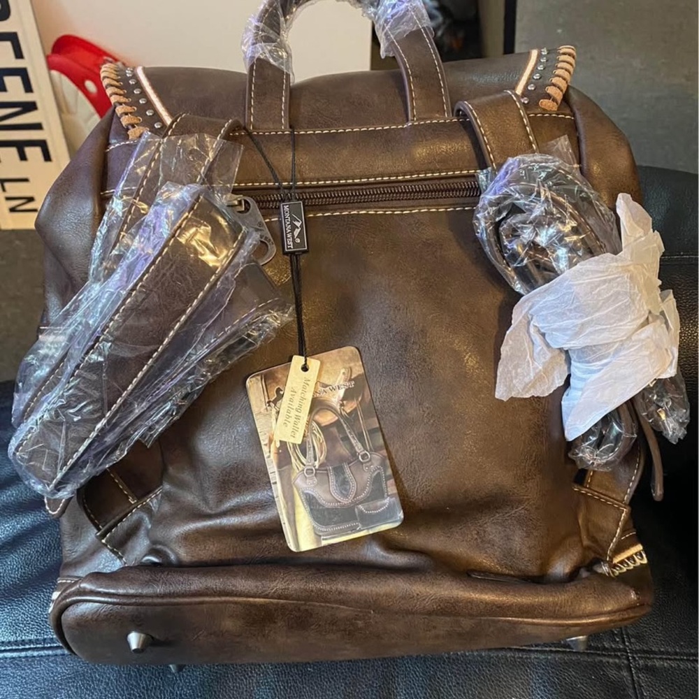 Brown Embroidered Backpack - Picture 2 of 2